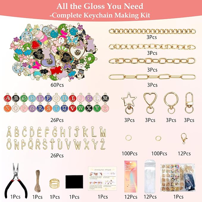 Lemosyu 383Pcs Keychain Making Kit Charms - Image 2