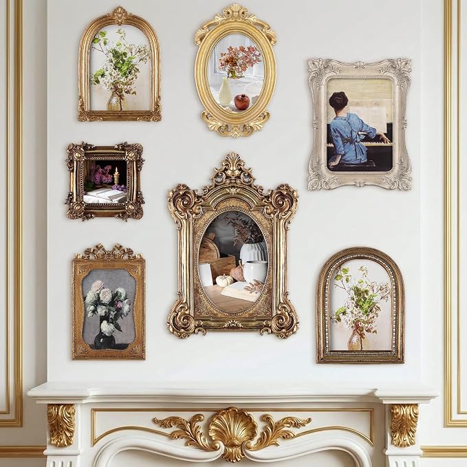 Wonderjune 7 Pcs Vintage Picture Frames Set by Wonderjune