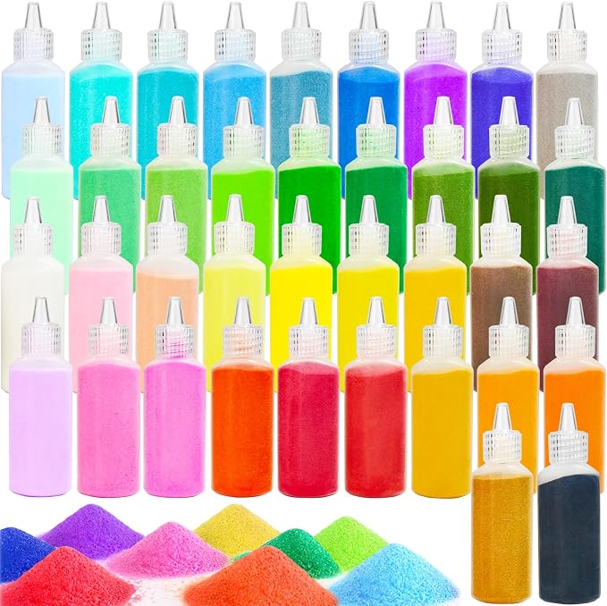 Panxxsen 38PCS Colored Art Sand Kit, 1.25oz Bottles DIY Craft Set by Panxxsen