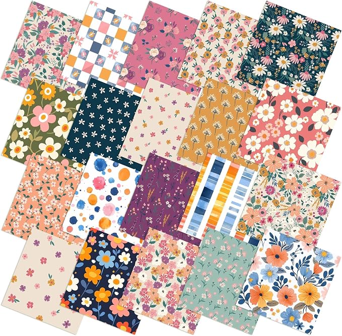 HunnmingRe 20 Pcs 10''x10'' Vintage Floral Quilting Fabric Square Meadow Flower by HunnmingRe