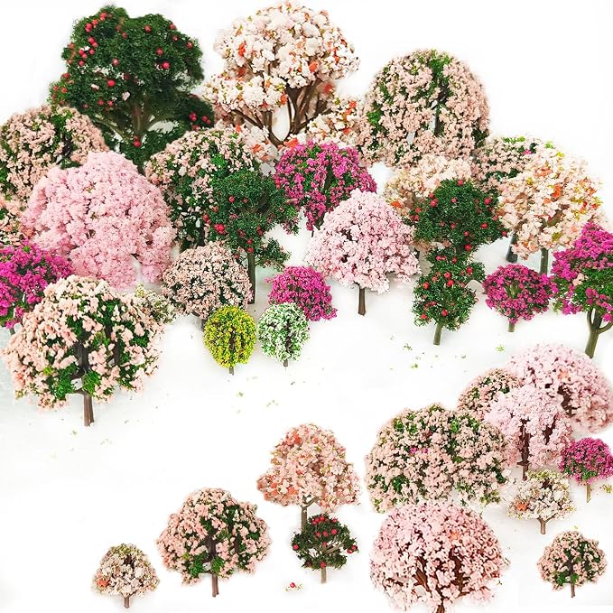 29pcs Mixed Model Trees, 1.5-4.8 inch, OrgMemory Fruit Trees, Ho Scale Trees by OrgMemory