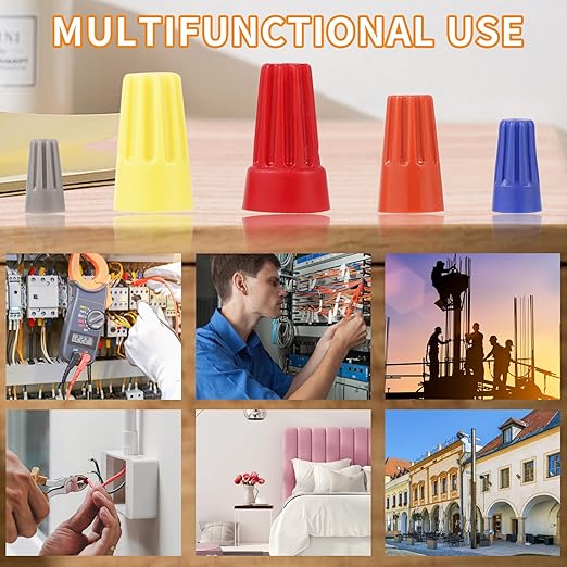 600PCS Wire Connectors Nuts 18-16 AWG Electric Wire Caps Insulating Insert Twist Electrical Wire Connectors Orange Red Wire Assortment Nuts for Quick Connection