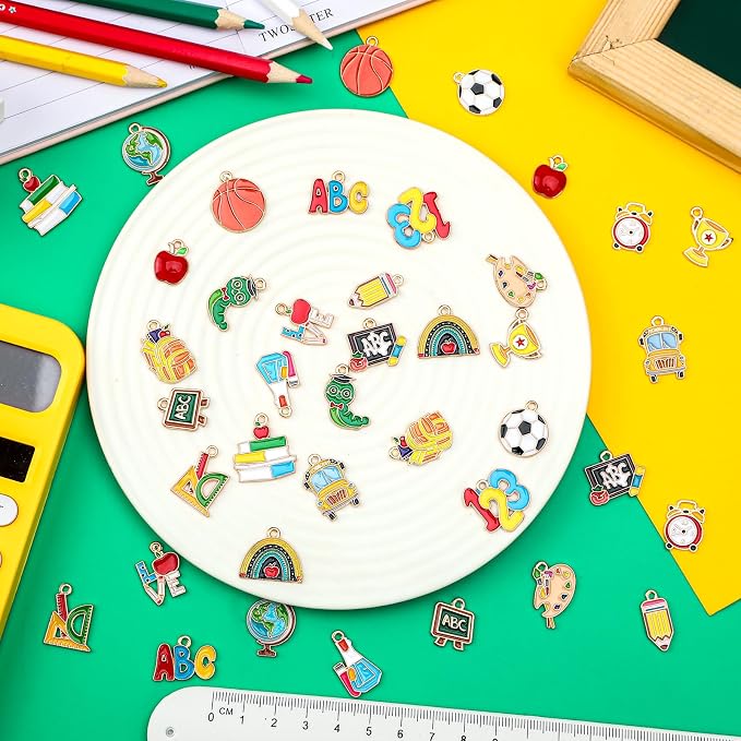 MARFOREVER Back to School Charms, First Day of School Enamel Pencil Book - Image 3