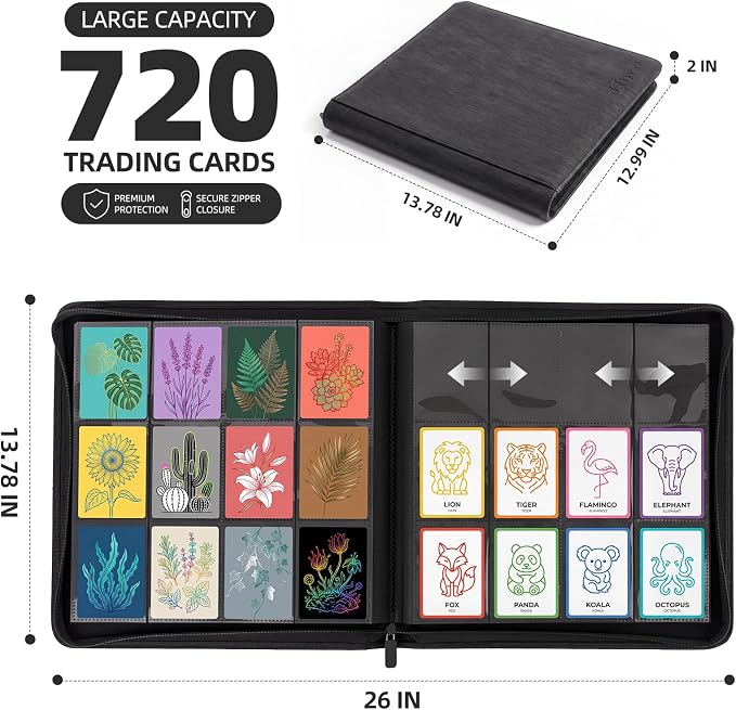 Card Binder 12 Pocket, Premium 720 Double Sided Pocket Collection Binder - Image 3