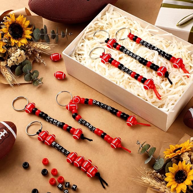 Landical 564 Pcs Football Keychain Making Kit DIY Football Bead Key Chain Craft - Image 5