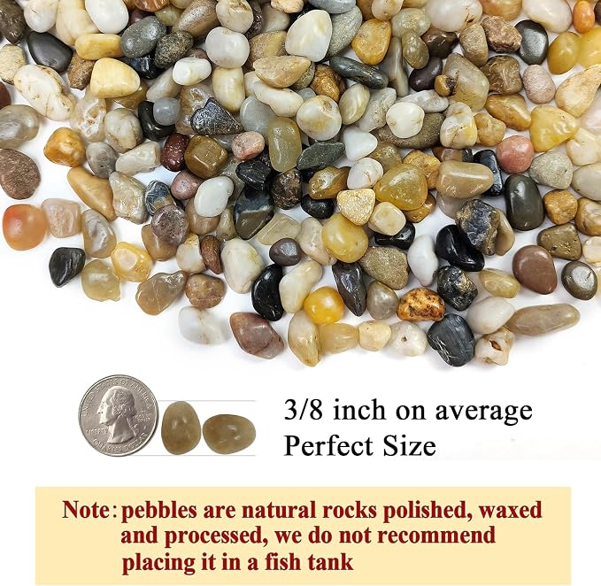 FANTIAN 10 lbs Aquarium Pea Gravel, 3/8 Inch Polished Pebbles. Decorative - Image 2