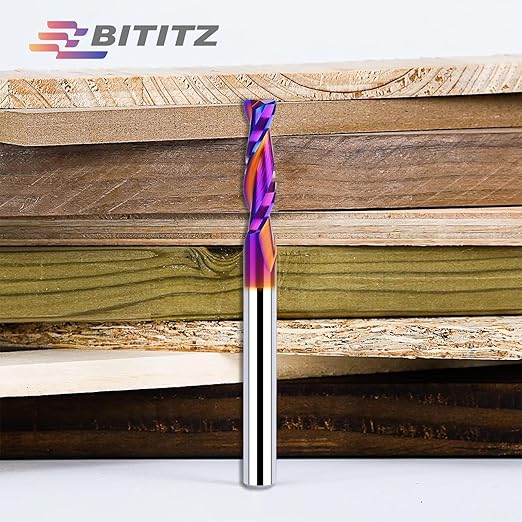 1/4 Upcut Spiral Router Bit 1/4 Inch Shank 1 inch Cutting Length with Extra Long Life Coating CNC Router Bits End Mill for Wood Cutting, Slot Mortise, Engraving
