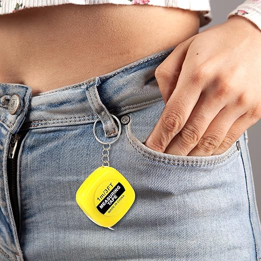 Grevosea 12 Pieces Mini Tape Measure Keychains, 2 Inch Functional Small Tape Measures Keychains with Stable Slide Lock Pocket Portable Tape for Birthday Party Favors Gift Bag Fillers Prize 1 m/ 3 Ft