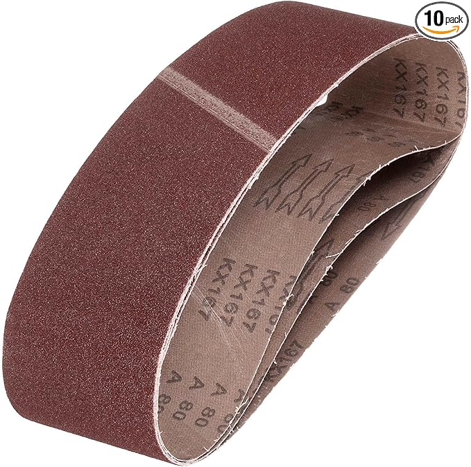 HARFINGTON 3 x 24 Inch Sanding Belts, 10 Pcs 80 Grits Aluminum Oxide Abrasive Belt Sander File Belt for Woodworking, Metal Polishing, Knife Sharpener