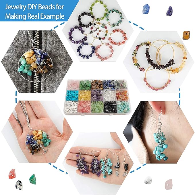 GangGangHao 1888 Pcs Natural Chip Stone Beads About 500g Irregular Gemstones - Image 7