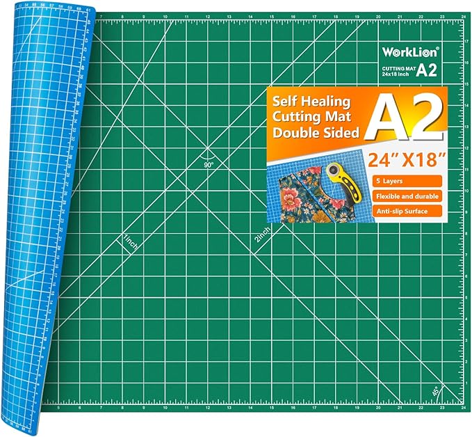 WORKLION 18'' x 24'' Large Self Healing PVC Cutting Mat, Double Sided, Gridded by WORKLION