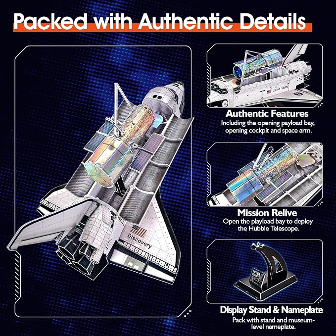 CubicFun NASA Space Shuttle Discovery 3D Puzzle Kit, 126 Pieces - Image 3