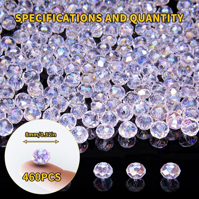 460Pcs 8mm Crystal Glass Beads for Jewelry Making Beads for Bracelets Necklace - Image 2