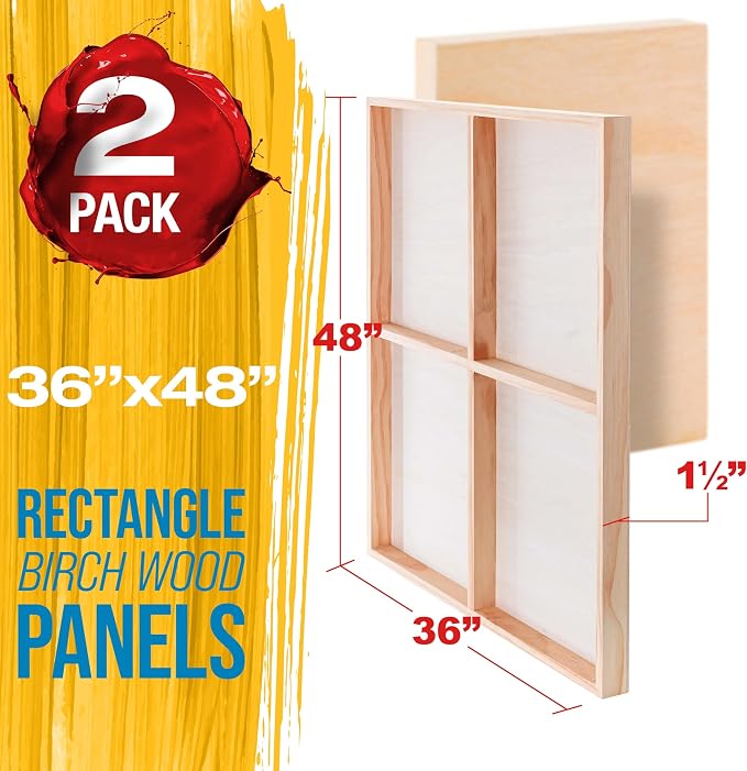 U.S. Art Supply 36" x 48" Unfinished Cradled Wood Panels - Image 2