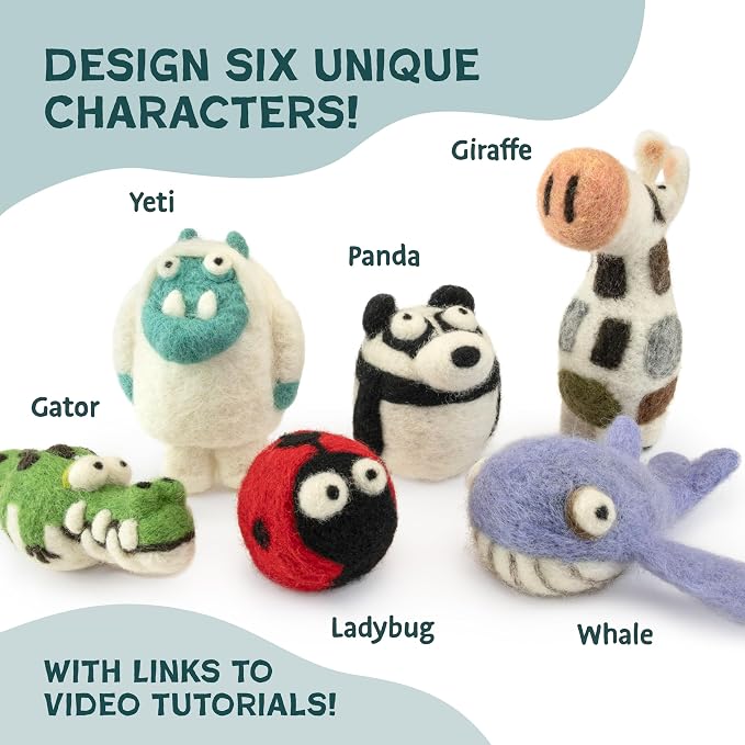 Woolbuddy Needle Felting Starter Kit –Make 6 Cute Characters – Complete Kit - Image 4