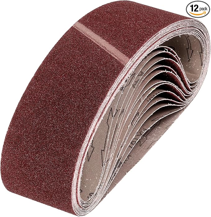 HARFINGTON 3 x 24 Inch Sanding Belts, 12 Pcs 40 Grits Aluminum Oxide Abrasive Belt Sander File Belt for Woodworking, Metal Polishing, Knife Sharpener