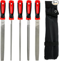 MAXPOWER 10-inch Metal File Set, 5 Pieces Hand Files Including Flat, Round, Half-Round, Triangle and Square, Soft Grip Handle, File Set for Wood, Metal Work and DIY