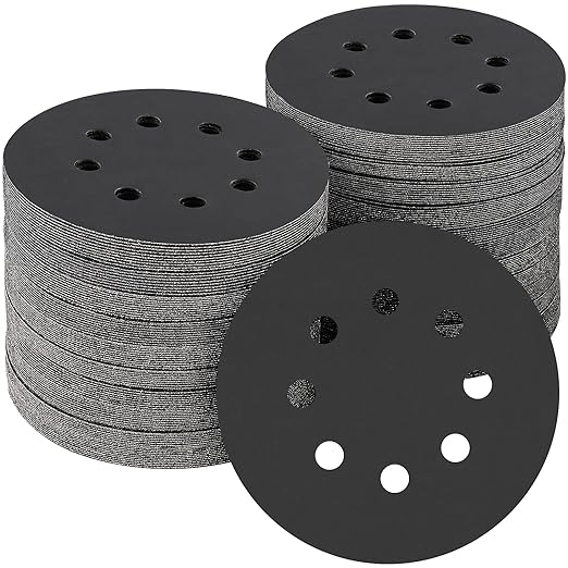 100PCS 5 inch Silicon Carbide Sanding Discs 1000 Grit, Wet Dry Orbital 5 Sander Hook and Loop Sandpaper Disc Ultra Fine Grit, Best for Metal,Automotive Precision Polishing