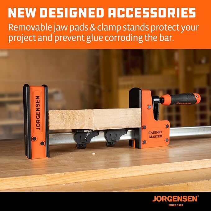 JORGENSEN 24-Inch Parallel Bar Clamp, Heavy-Duty Cabinet Master Clamp for Woodworking Glue-Up, 2200 lbs Force, Quick Release, Spreader Function, 2-Pack