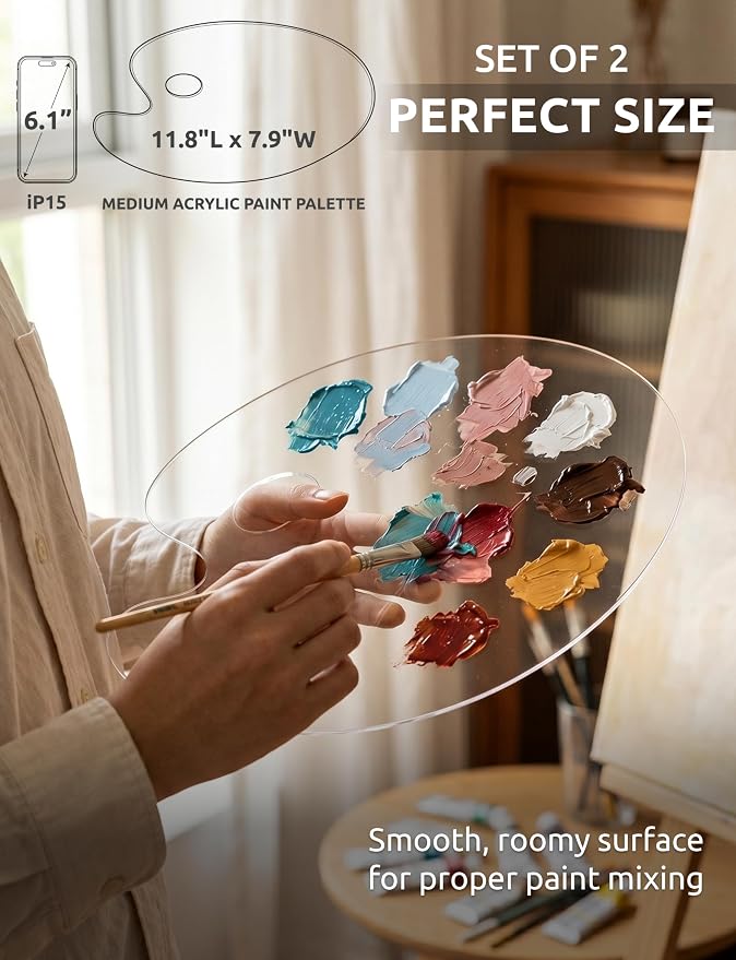 DUGATO Clear Acrylic Paint Palette, 11.8 x 7.9 in | Medium Size Palette - Image 2