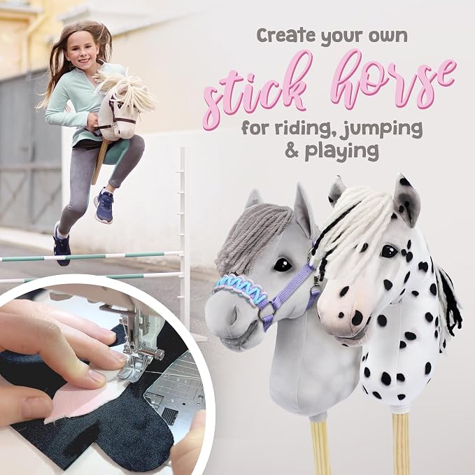 kullaloo DIY Hobby Horse Sewing Material Kit Make a Brown Stick Pony - Image 2