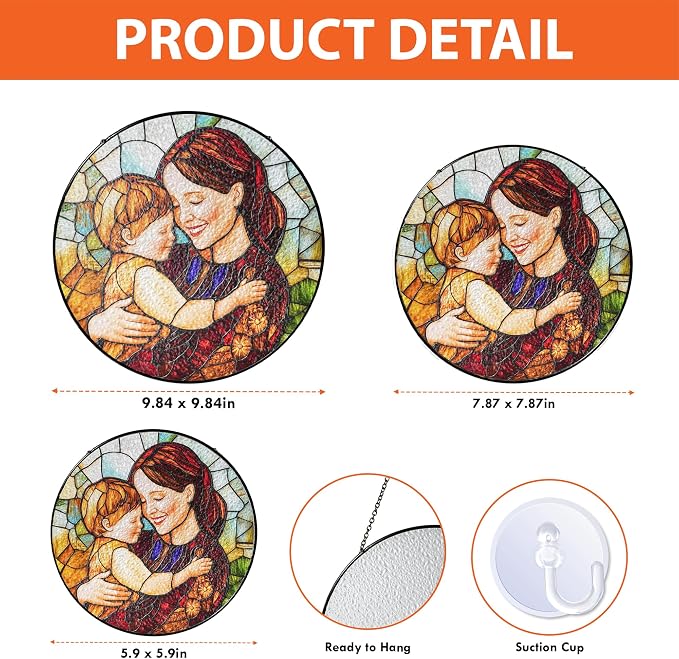LOVELYPOD Custom Mom Faux Stained Glass Sun Catcher, Personalized Family - Image 6
