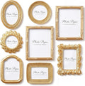 8 Pcs Gold Picture Frames Set for Gallery Wall, 5x7 & 4x6, Modern Ornate by Lineshading