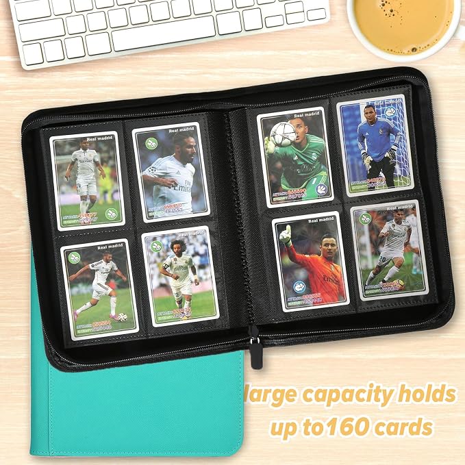 4 Pocket Ringless Side Loading Trading Card Binder, 160 Cards PU Fixed Page - Image 7