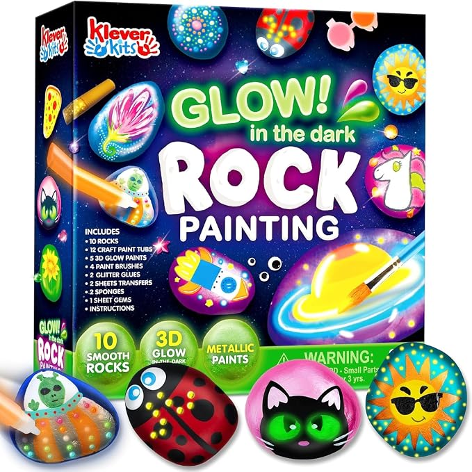 Rock Painting Kit- Glow in The Dark Rock Kit, Arts and Crafts by JOYIN