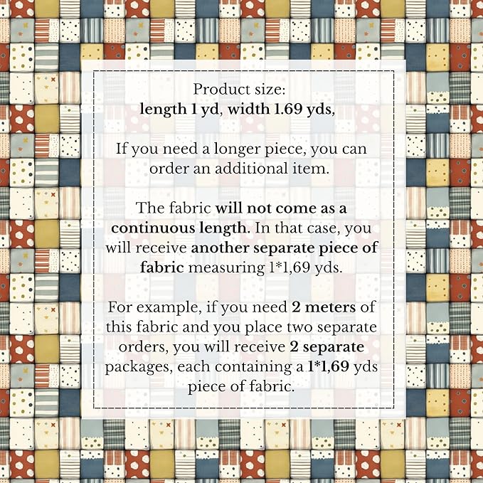Soft Neutral Patchwork Cotton Fabric Panel 61 x 36.6 Inches, Minimal Geometric - Image 6