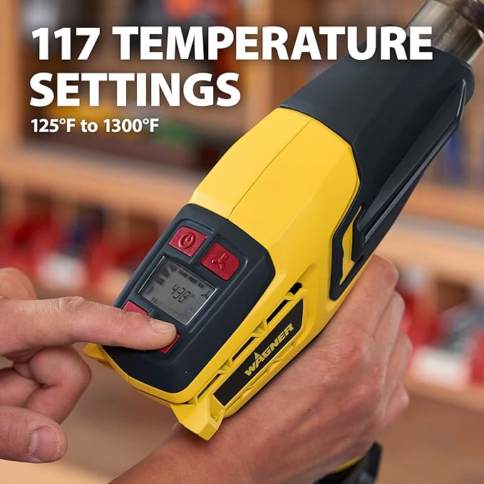Wagner Spraytech 0503070 FURNO 700 Digital Heat Gun, 2 Nozzles & Temperature Setting Ranging 125áµ’F to 1300áµ’F, Electric Heat Gun for Paint Removal, Bending PVC, Crafts and More