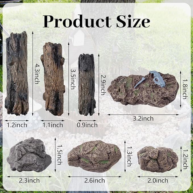 Morofme 7pcs Diorama Rocks Plastic Tree Stump Mini Rockery Stone - Image 6