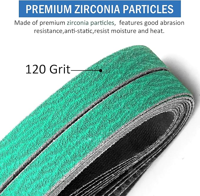 3/8 x 13 Inch Sanding Belts 120 Grit for 3/8" x 13" Air Belt Sander, Woodworking, Metal Polishing, 20 Pack Zirconia Sanding Belts for Belt Sander