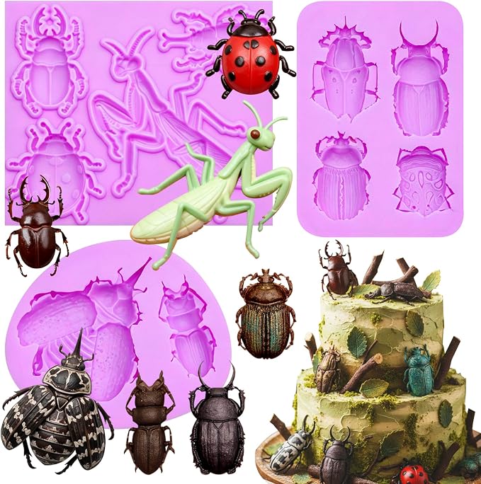 Insect Bug Beetle Fondant Silicone Mold Set of 3 by Infovox