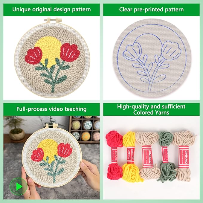 Enkor Punch Needle Kit Adults Beginner, Needle Punch Embroidery Kits Beginners - Image 7