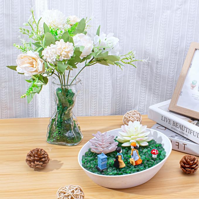 Keedolla 0.9 Lb Green Fish Tank Gravel Aquarium Frosted Glass Rocks, 6-9mm Mini - Image 2