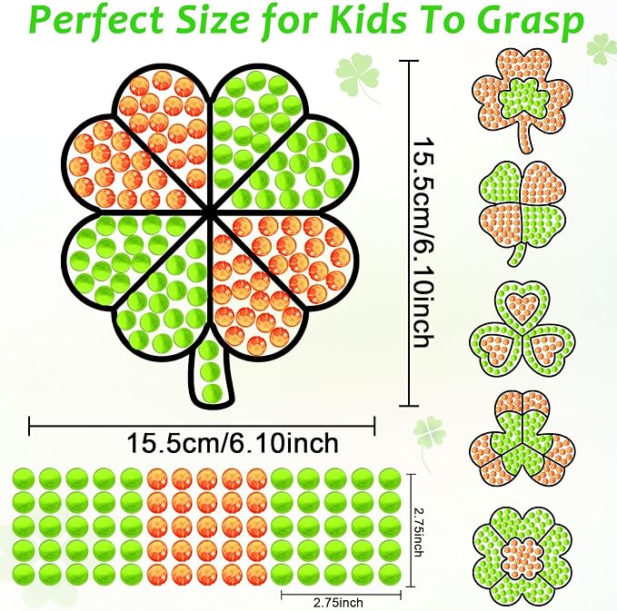 Qyeahkj 6 Pcs St Patrick's Day Arts Crafts DIY Shamrock Shape Gem Diamond - Image 3