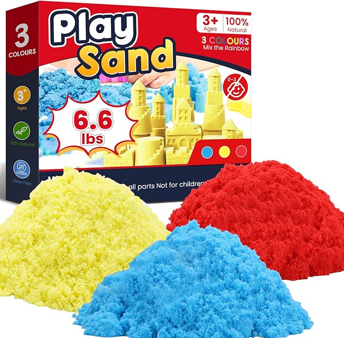 FURWEY 6.6lbs Play Sand, Mixed Packaging of 3-Color Sensory Sand, Suitable by FURWEY