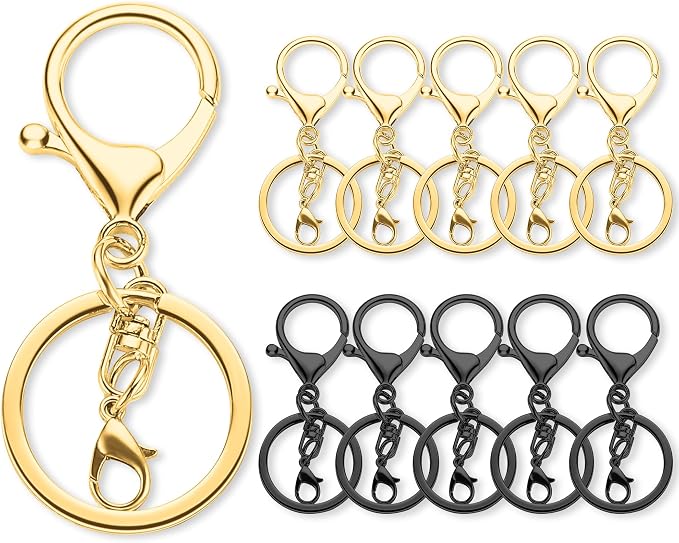 Gkeygo 10 Pack a Set Metal Lobster Claw Clasps and Key Rings, Key Chain by Gkeygo