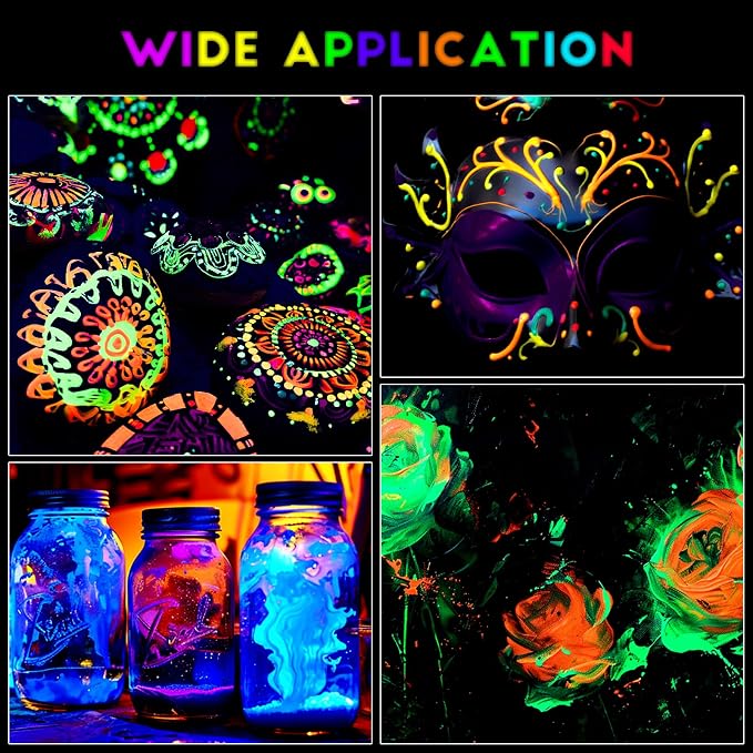 FansArriche Glow in the Dark Paint, 24 Colors x 20 ml Fabric Paint | 3D Neon - Image 6
