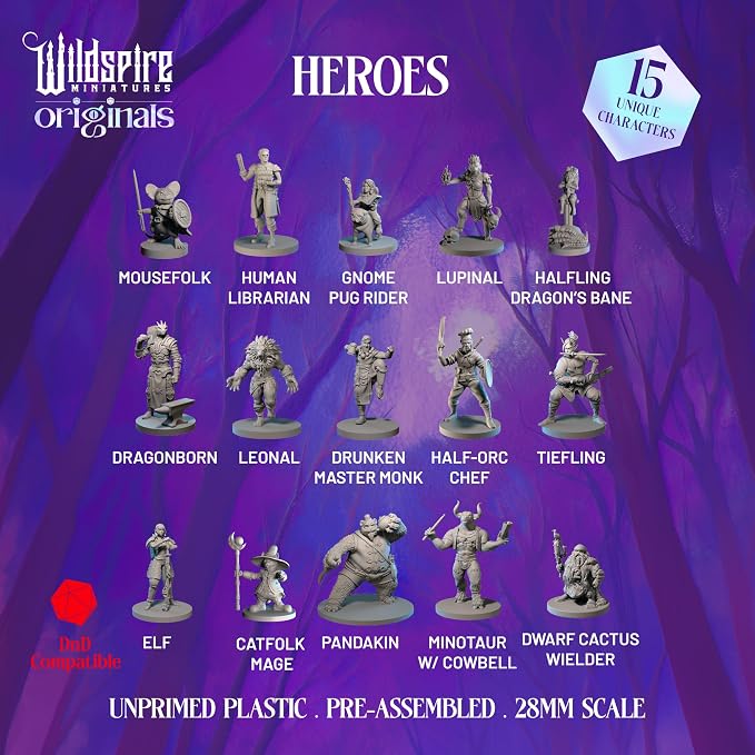 Wildspire Hero, Player-Character, NPC DND Miniatures, 28mm32mm Unpainted D&D - Image 2