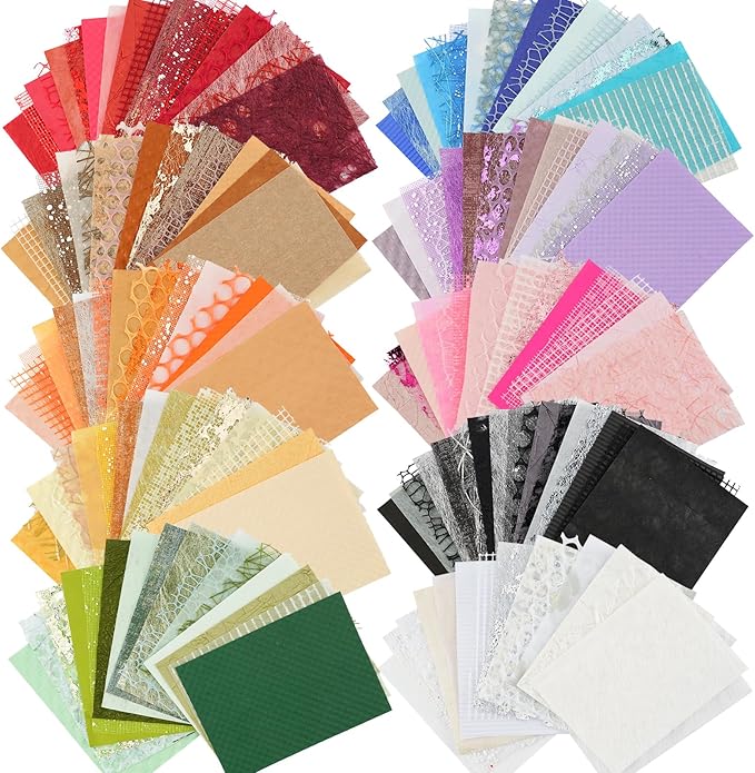160 Sheets Textured Scrapbook Paper and Mesh Fabric Assorted Set, 10 Color by GNILLKO