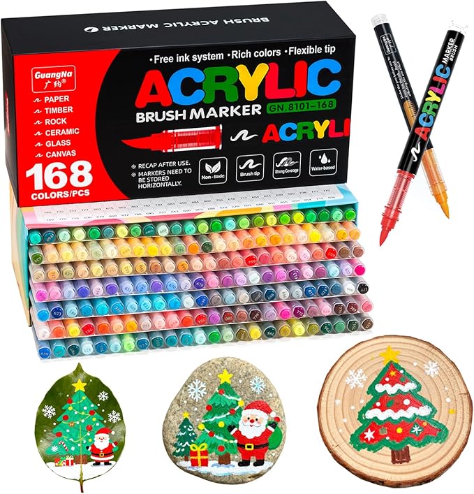 Acrylic Paint Markers Pens, 168 Vivid Colors Acrylic Markers Set, Direct Liquid by Unknown