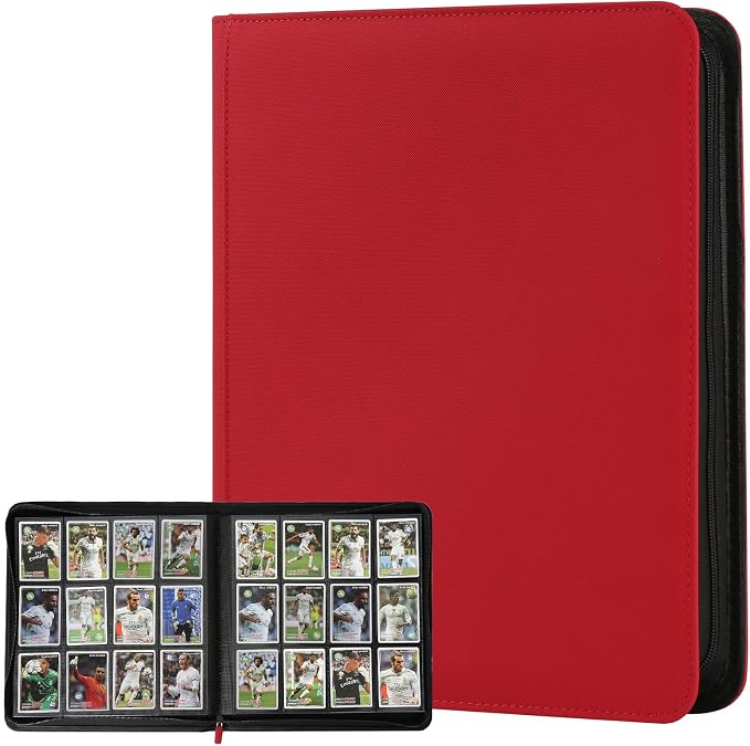 12 Pocket Ringless Side Loading Trading Card Binder, 720 Cards PU Fixed Page by GERMUN