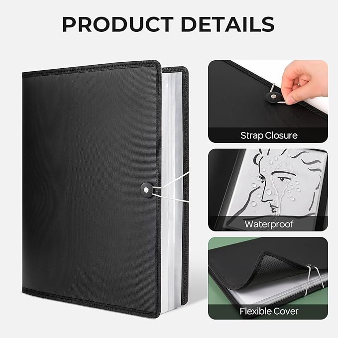 Nicpro 11"x17" Art Portfolio, 30 Pockets Display 60 Pages Art Portfolio Folder - Image 5