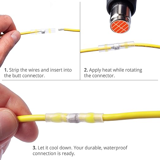 Wirefy 50 PCS Solder Seal Wire Connectors Kit - Heat Shrink Solder Butt Connectors - Resistant Solder Sleeves - Self Soldering Wire Connectors - Set 26-10 AWG