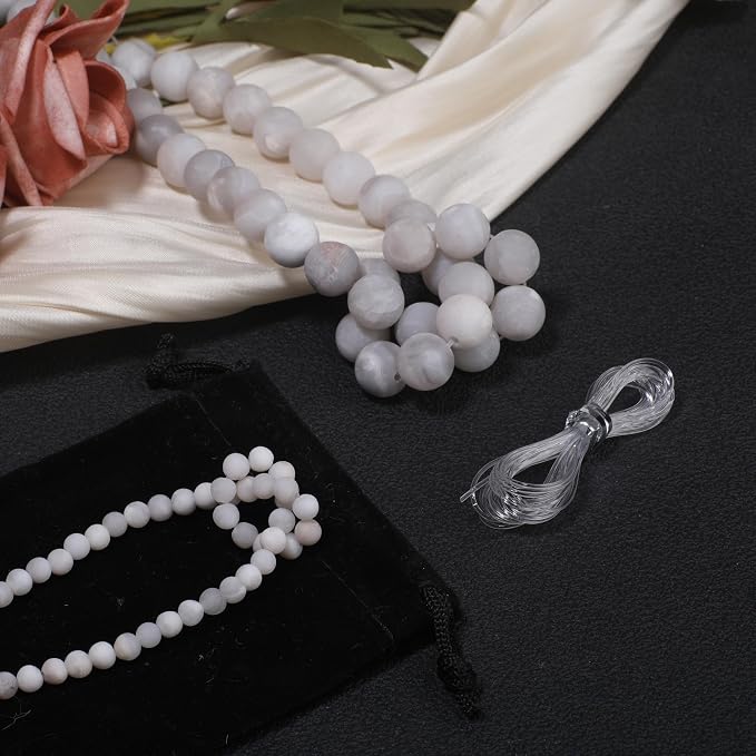 10mm Matte White Quartz Bead, 15-Inch Matte Round Loose Stone Beads - Image 2