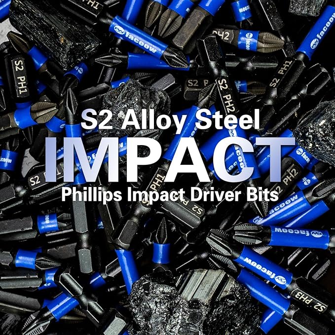 8 Pack Phillips Impact Driver Bits, #3 Phillips Head Magnetic Screwdriver Bits Set, 6 Inch S2 Alloy Steel Impact Bits, 1/4" Hex Shank Screwdriver Drill Bit, CNC Machined ph3 Impact Drill Bits