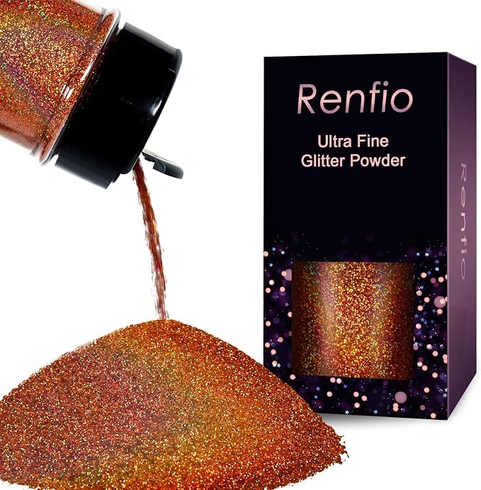 Renfio Holographic Ultra Fine Glitter Powder Metallic Resin Glitter 2.11 Oz PET by Renfio