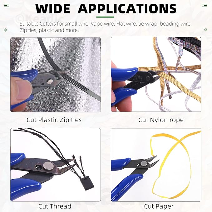 Keadic 6Pcs 5" Wire Cutters with Internal Spring and Soft Rubber Handle, Mini Flush Cutters, Micro Cutting Pliers Wire Nippers, Small Side Cutters for Hobby Modeling Jewelry Electronic Crafts (Blue)